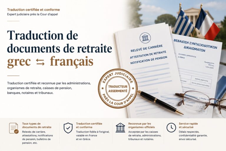 Traduction grec-français de documents de retraite
